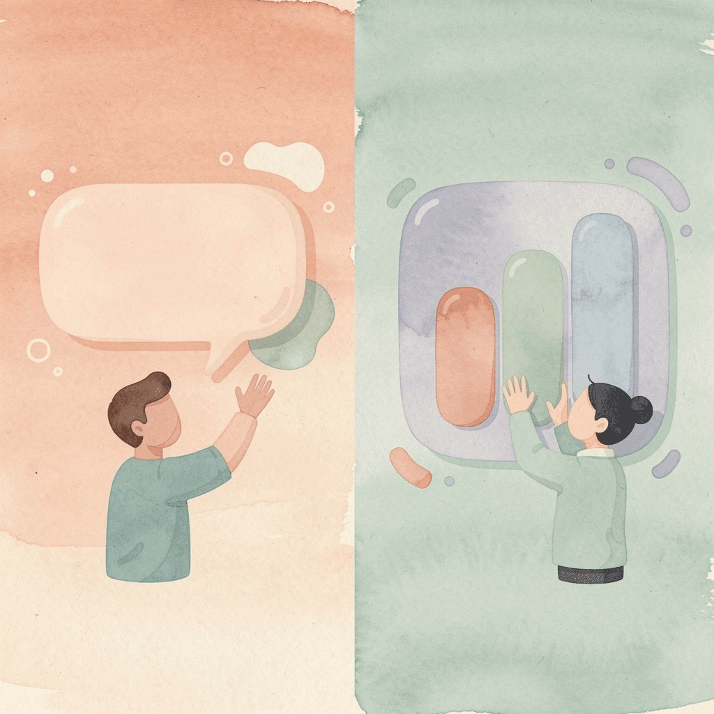 Scene showing the contrast between a mismatched workflow causing problems versus a smooth optimized workflow