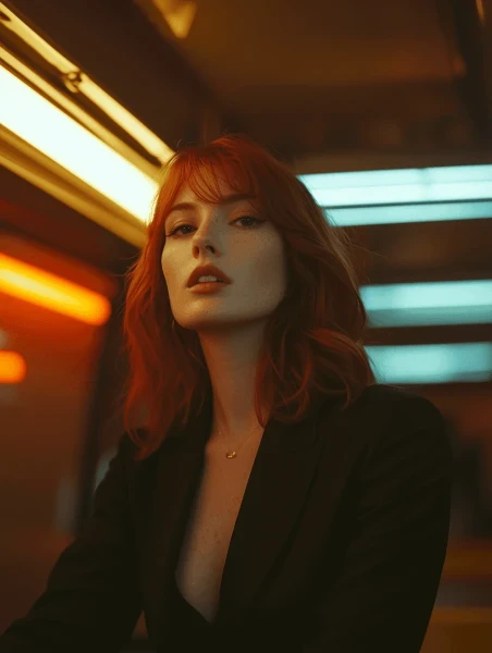 Silhouette of a person from behind wearing a blue shirt, illuminated by blue and purple lighting