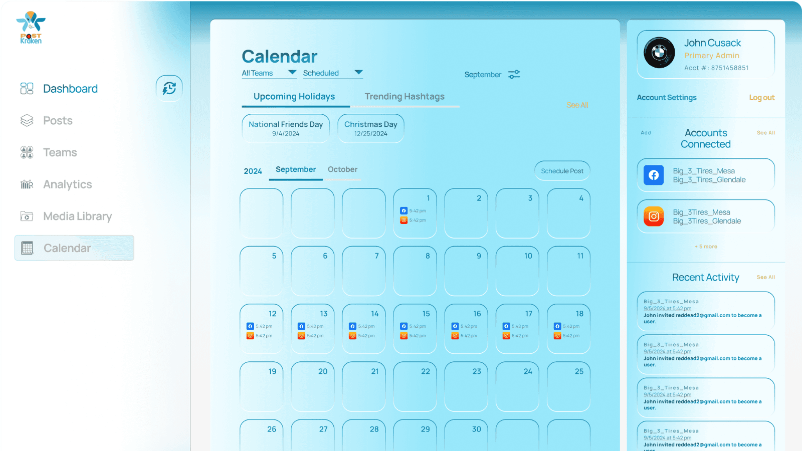 Post Kraken Calendar View