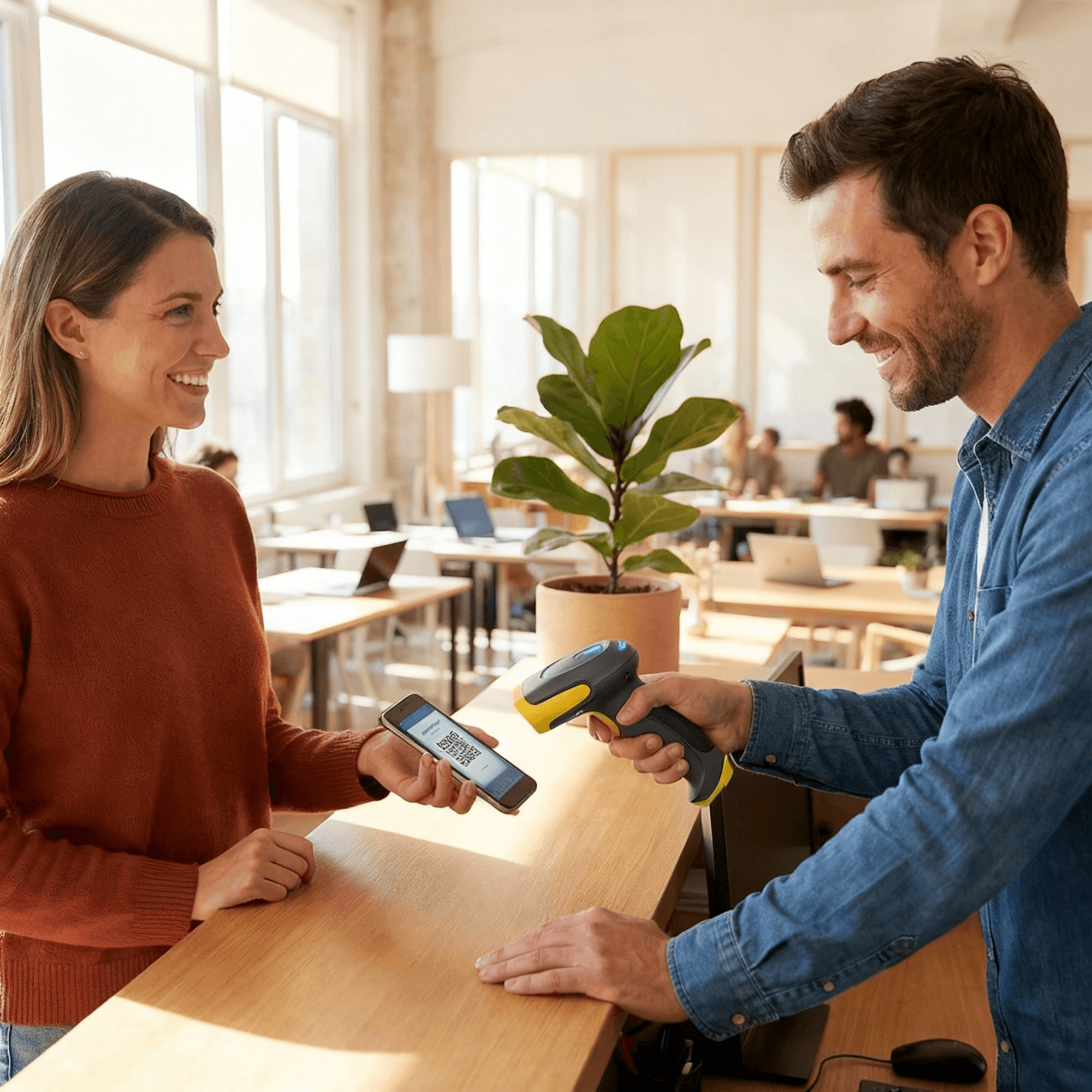 Check-in mit dem Inateck BCST-52Handscanner über das anny Buchungssystem