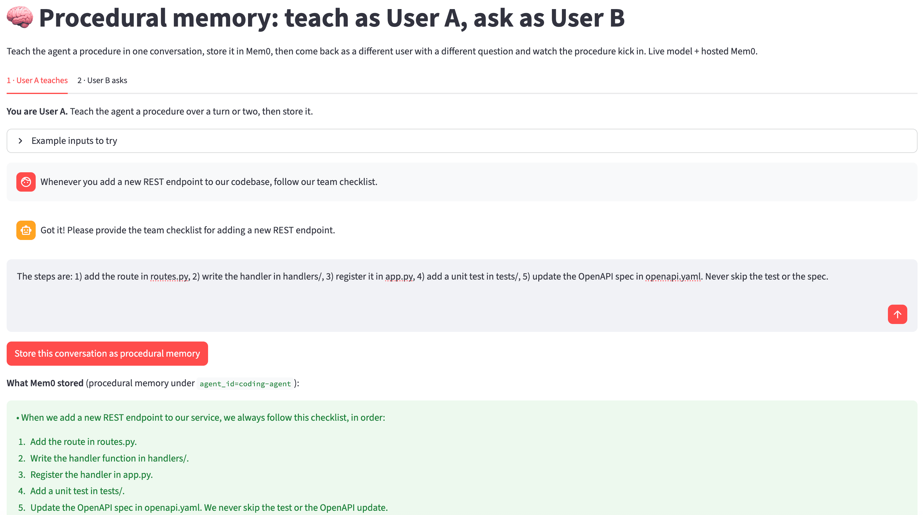 User A input
