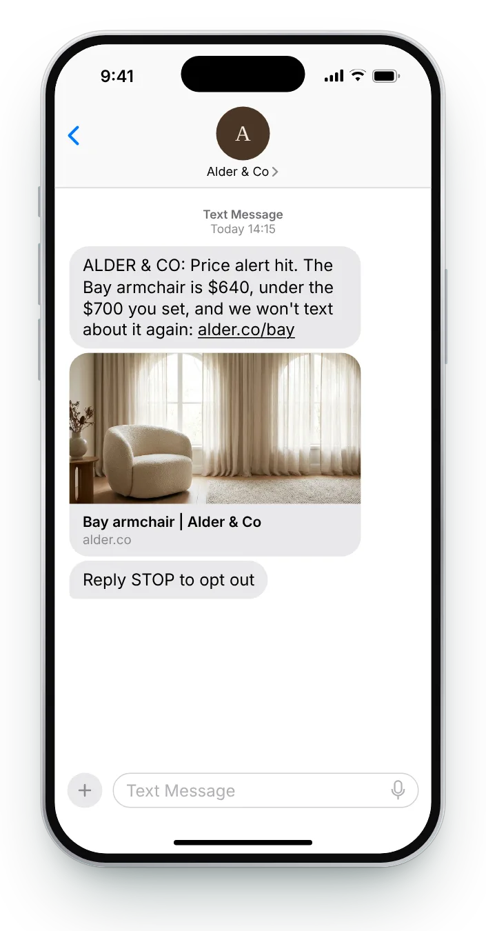 Under the price they set price drop text on an iPhone