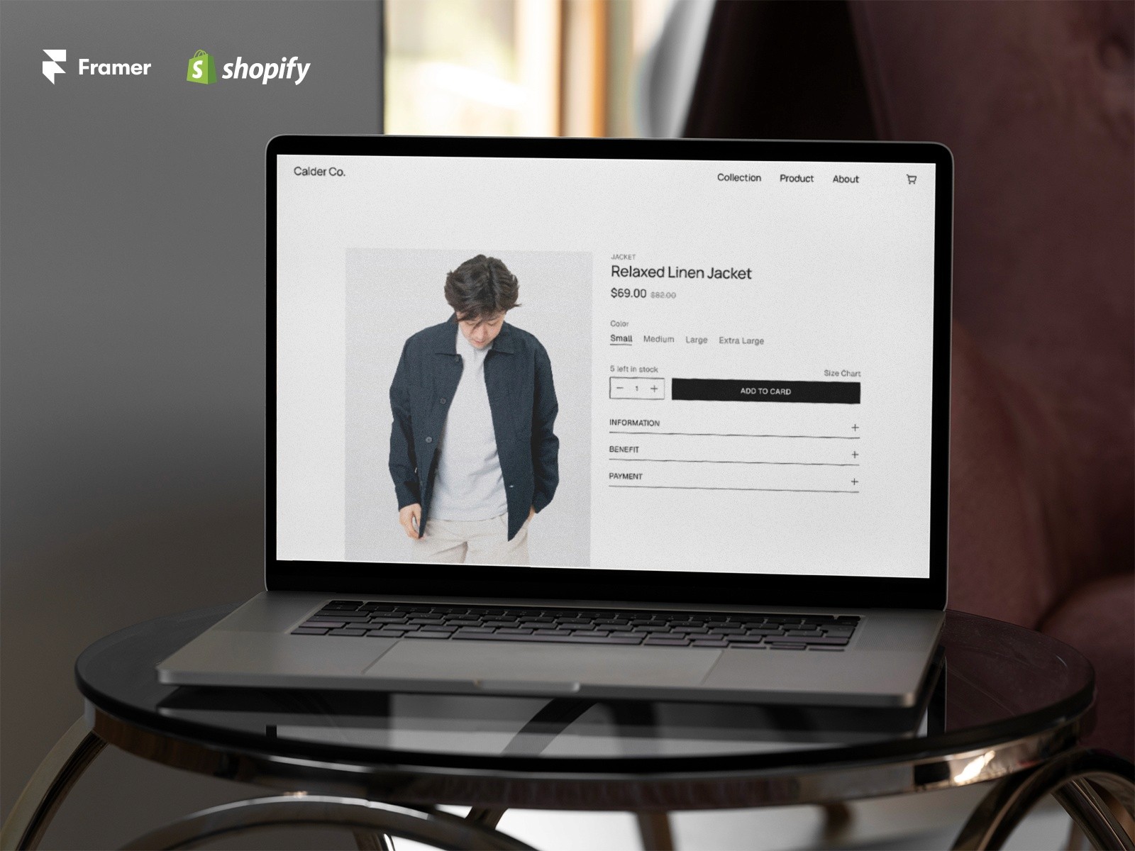 Calder Co Framer ecommerce template preview