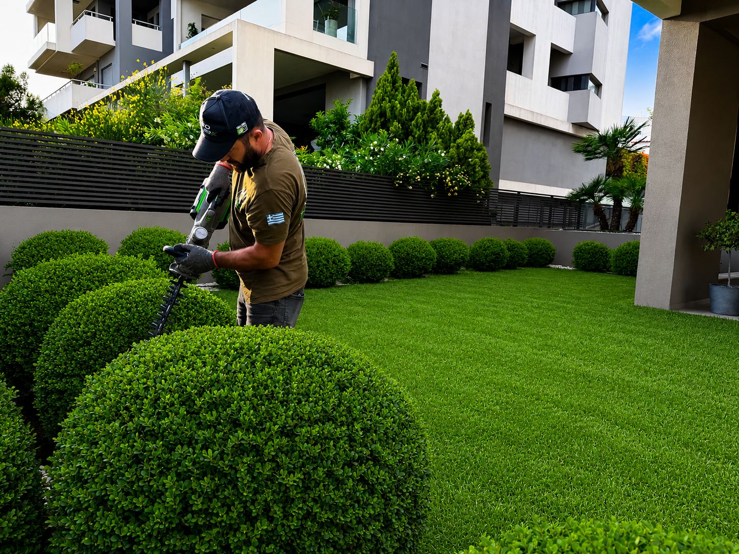 Modern landscaped garden showcasing professional outdoor design.