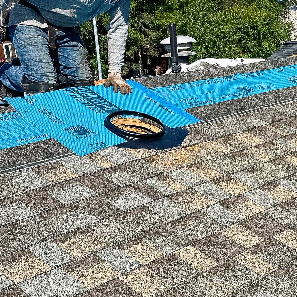 Man working on a roof