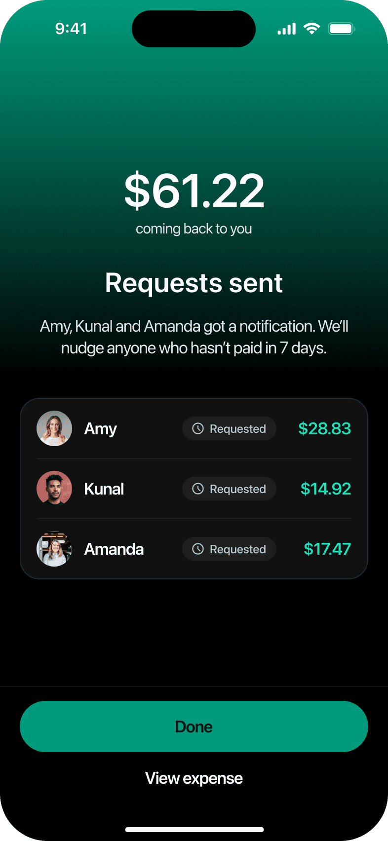 Requests sent to Amy, Kunal and Amanda