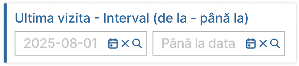 Intervalul ultimei vizite pentru pacienți înregistrat.