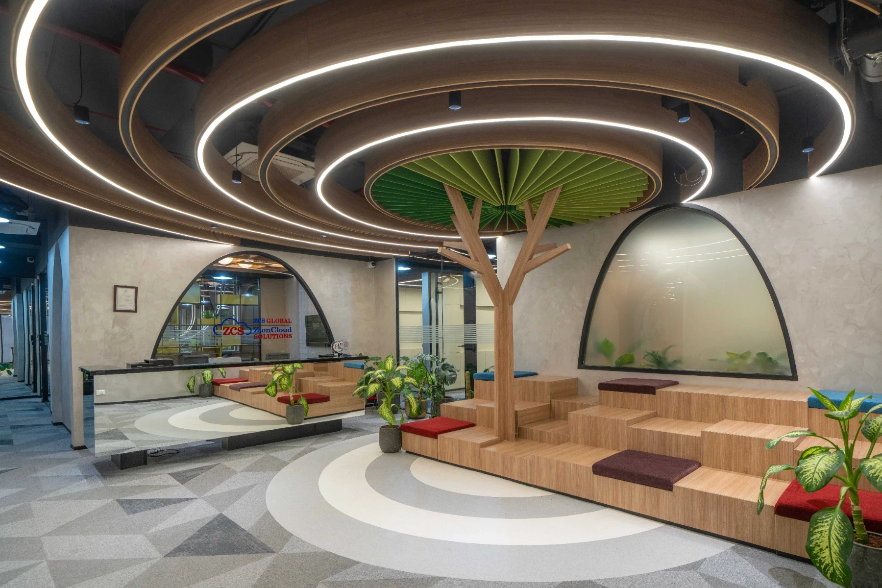 reception of a workpsace designed by liquid space studio specalising in workspace design