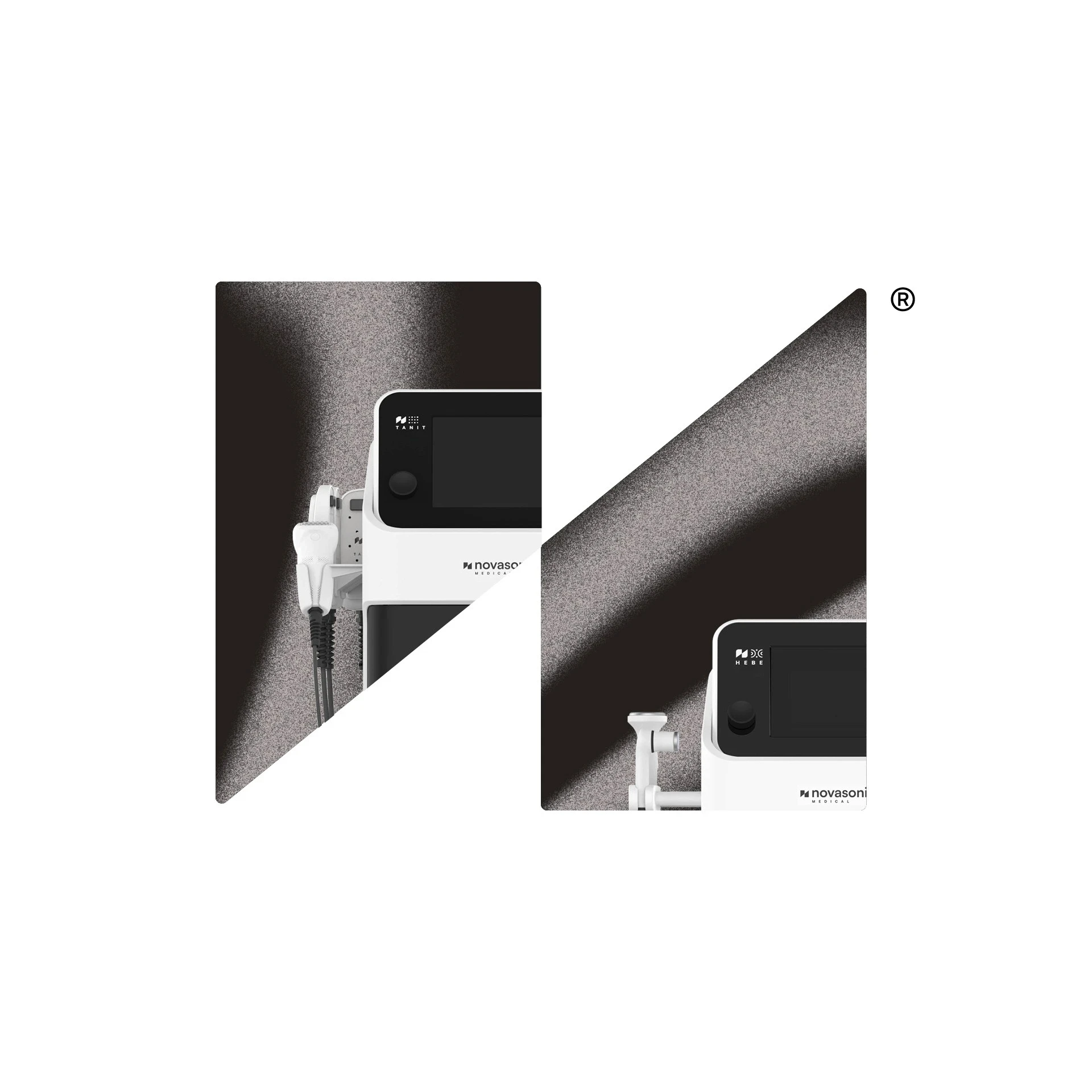 Novasoni device. Visual identity, logo design by branding studio Barcelona.