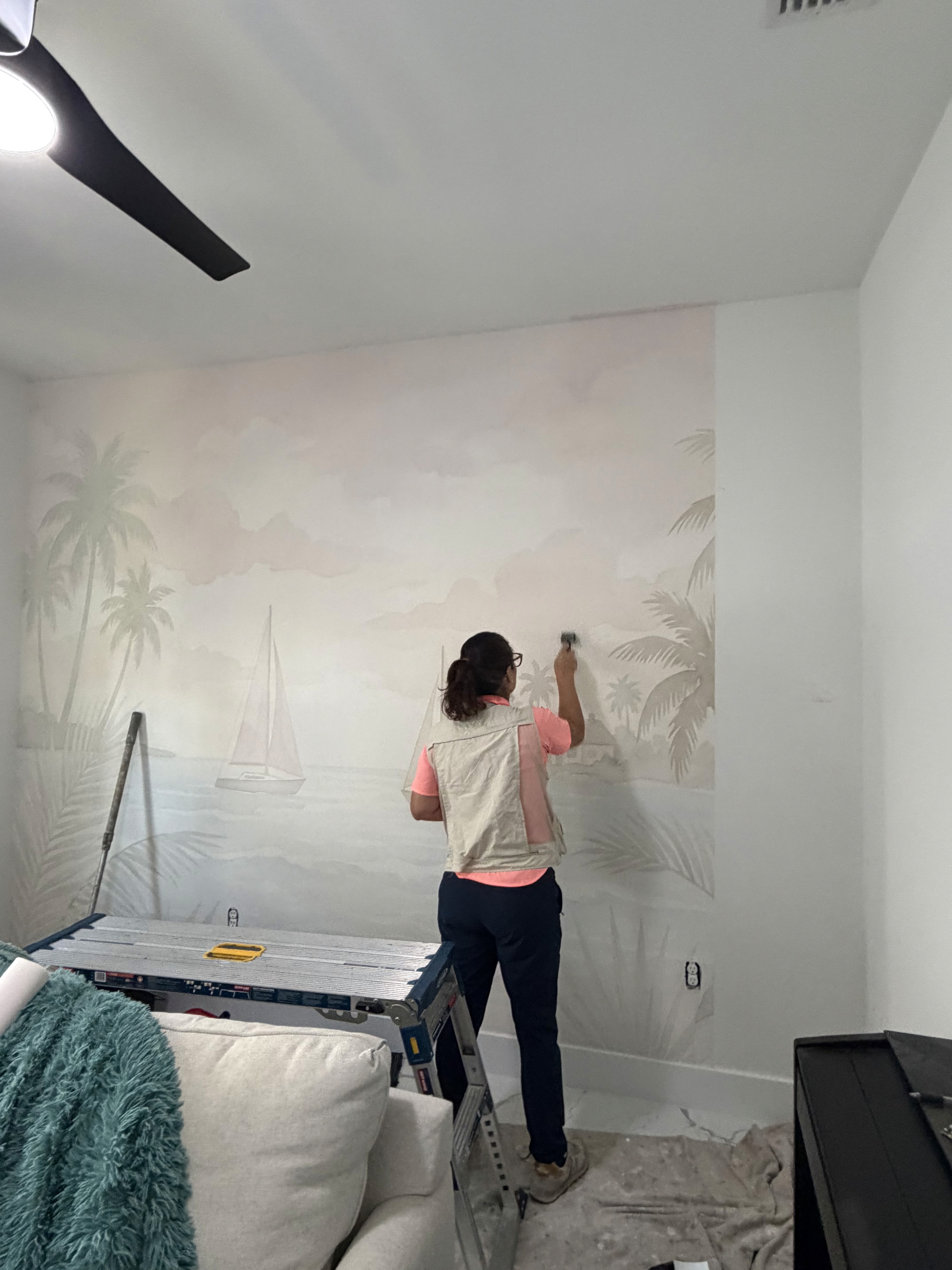 Before and after wallpaper installation transformation