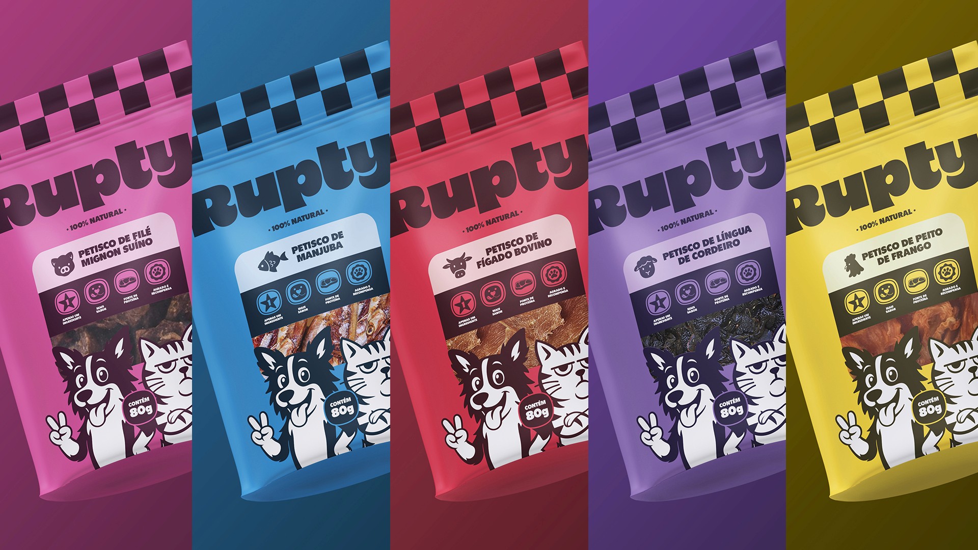 Embalagens dos produtos de Rupty