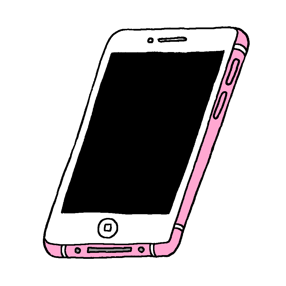 A white smartphone with a pink case, shown at an angle against a plain background.