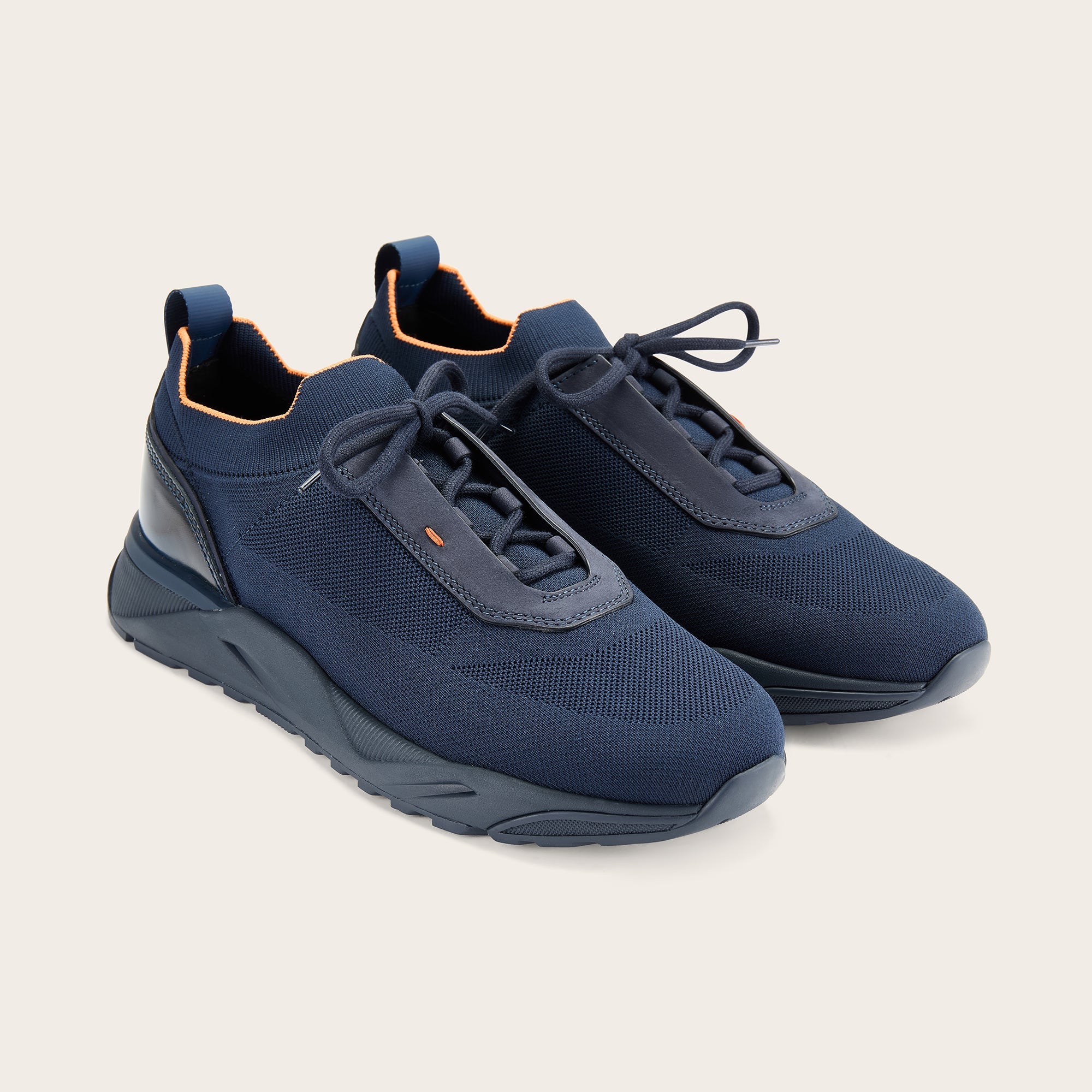 Men's Navy Knit Sneakers - Mandelli UK