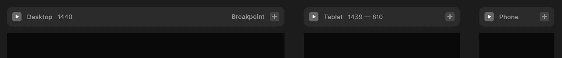 3 breakpoints in framer. Desktop, tablet, and phone