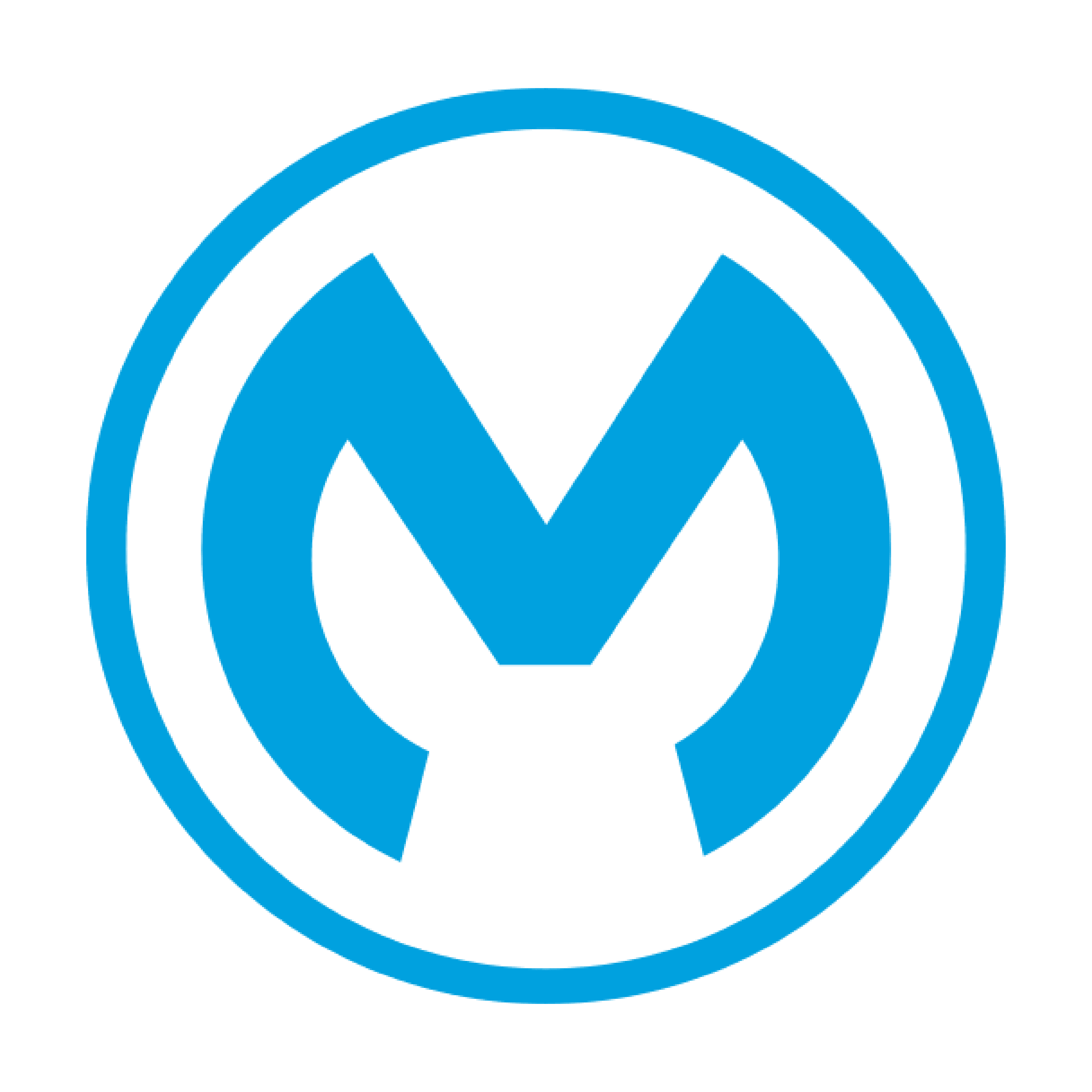 A blue circle featuring a lightning logo, representing power and dynamism.