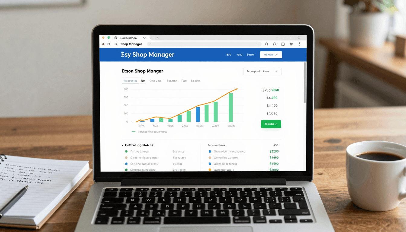 Etsy seller dashboard showing search analytics and listing performance