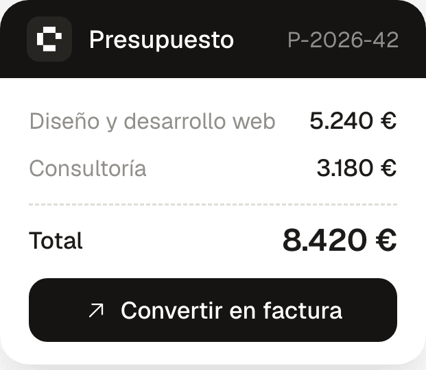 Presupuesto en Contia, convertible en factura