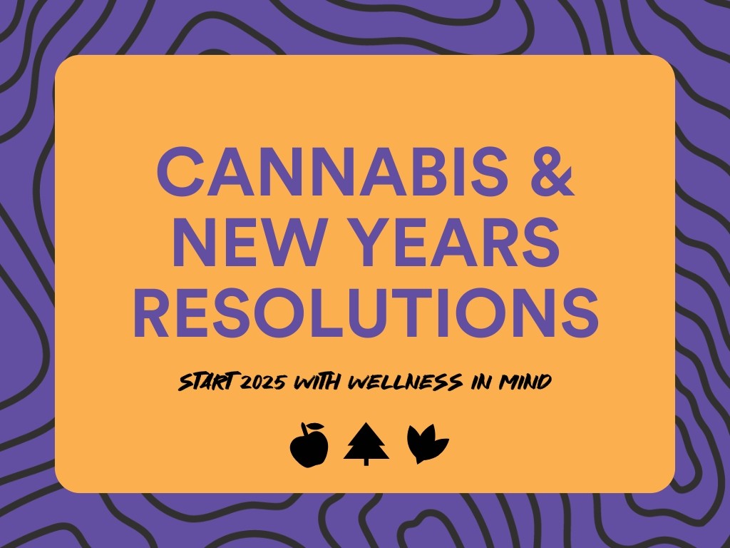 title text reading "Cannabis and New Years Resolutions" with subtitle text reading "Start 2025 with wellness in mind"