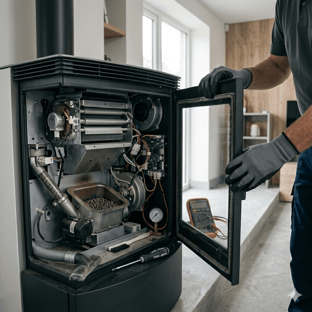 Manutenzione di termostufa a pellet domestica