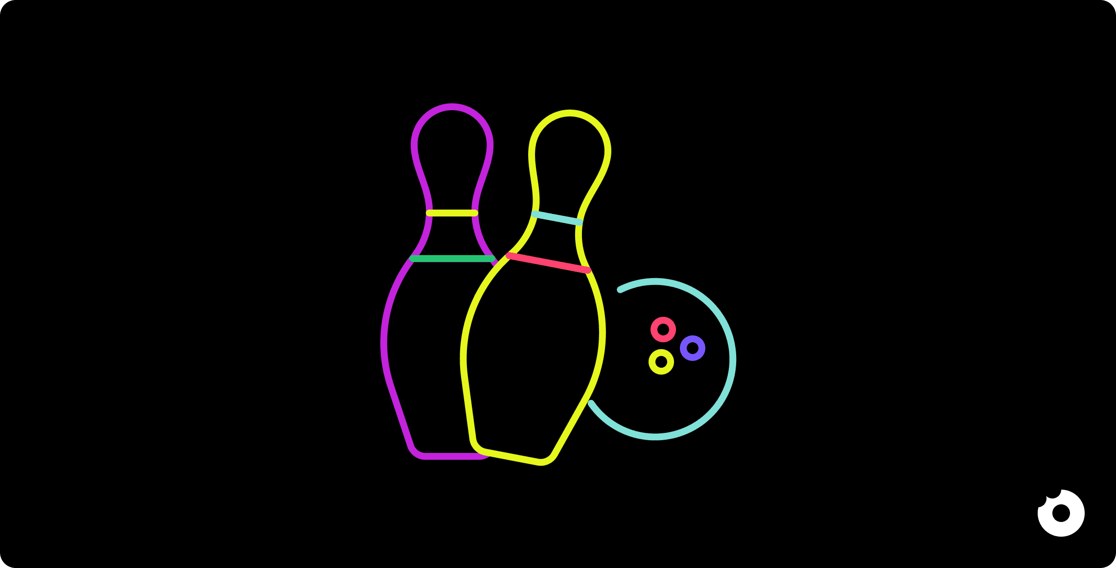 Illustration of bowling pins and ball representing testing and iteration