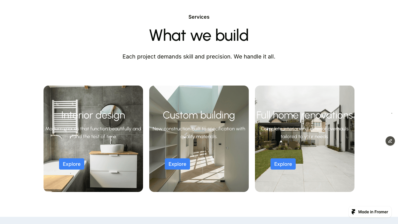 services section of constructa landing page created by madebycebo