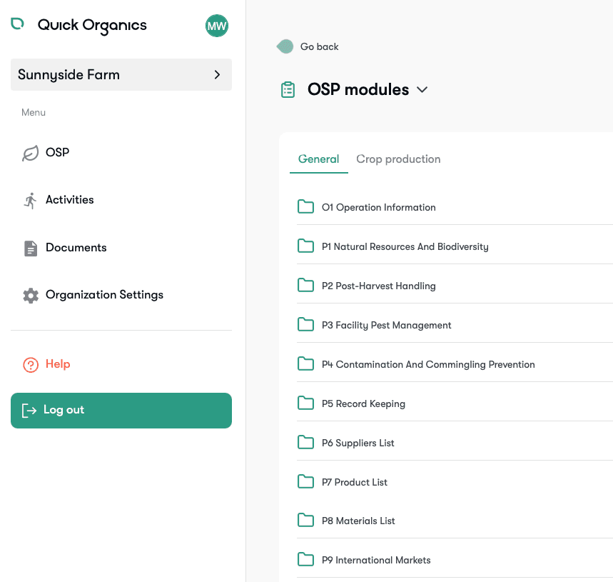 Quick Organics Organic System Plan