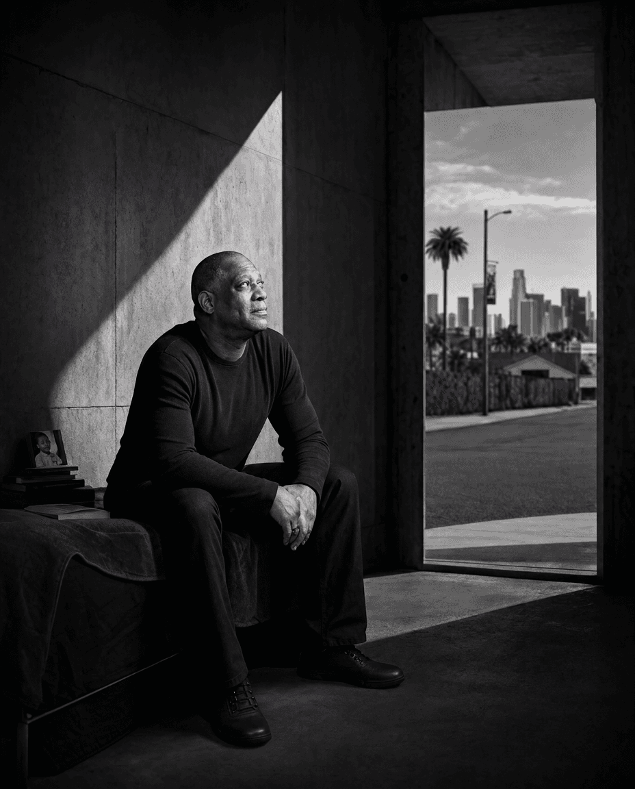 Reflective image representing the beginning of Rabin Woods’ vision for Jus Tus.