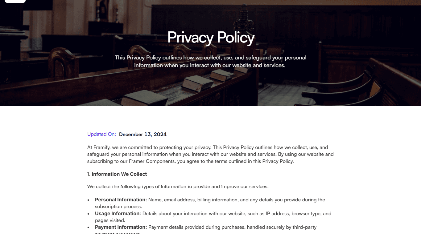 Framer Privacy Policy Section v4