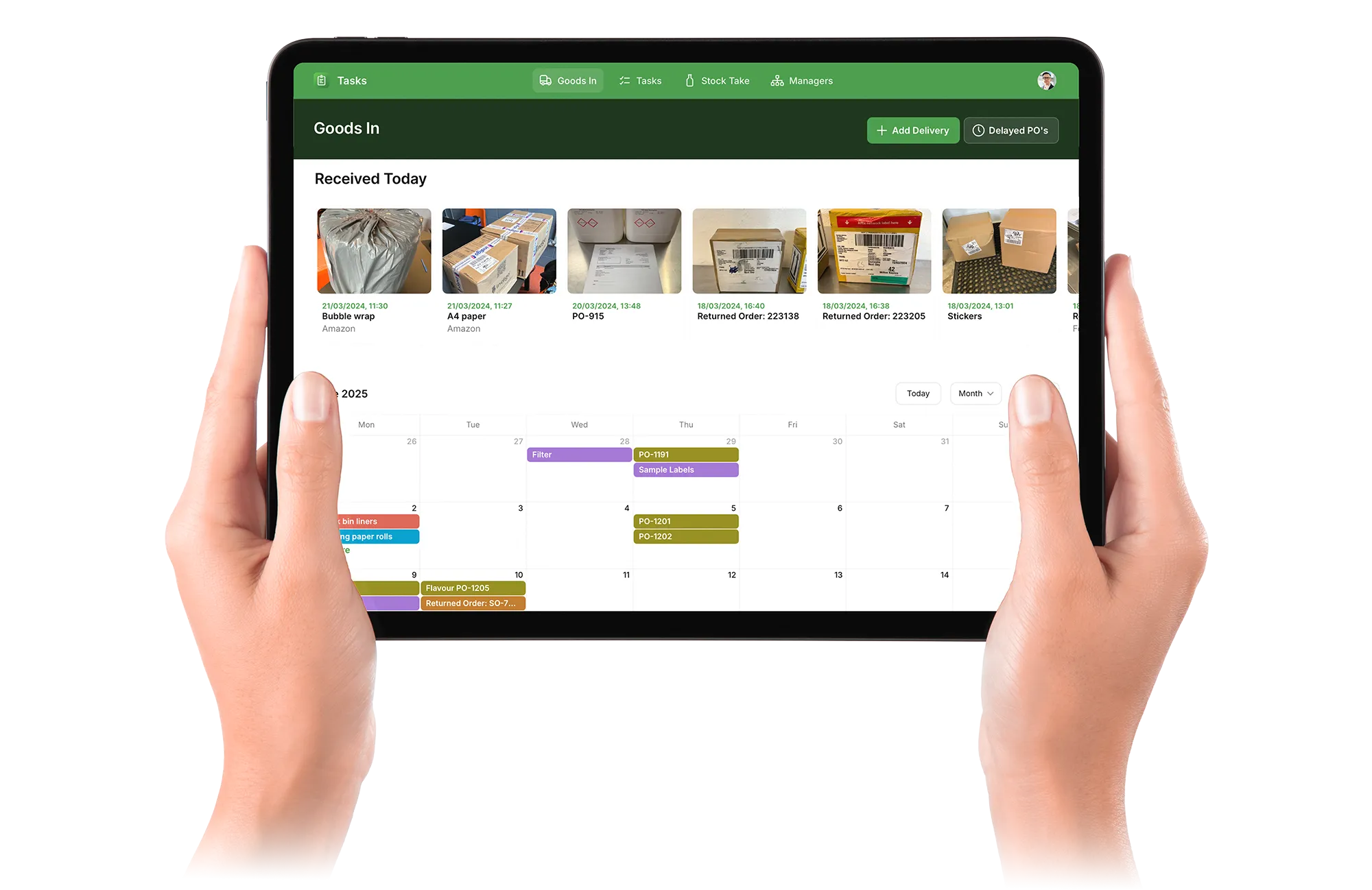 tablet displaying internal business app