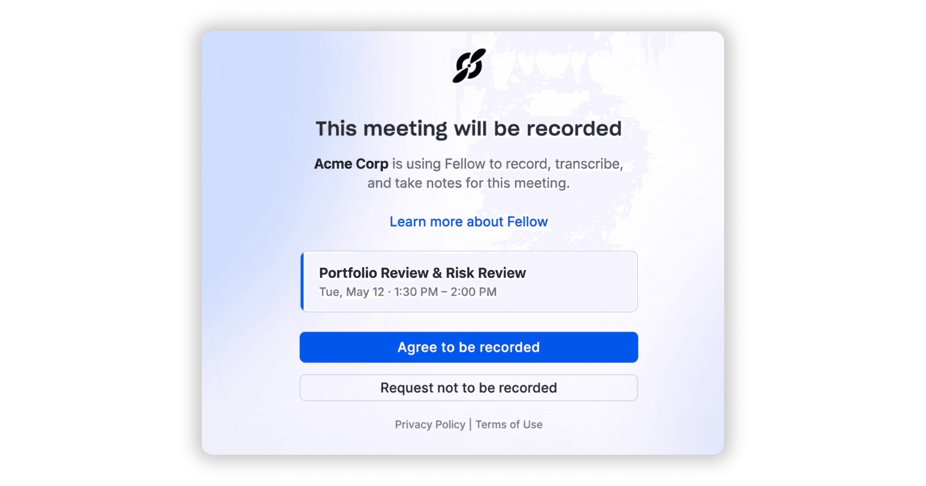 Ask Fellow chat bot window