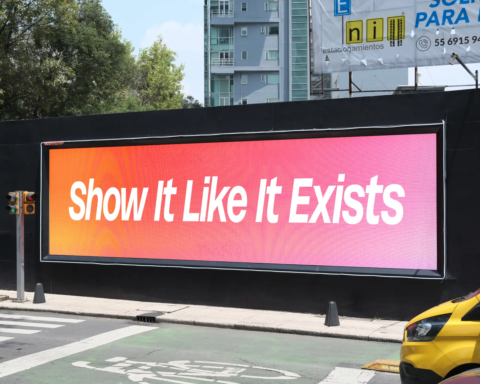 Photo of a digital billboard designed by Keith Paul Acton