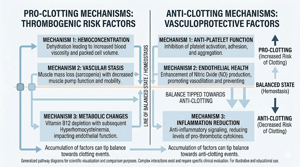 Semaglutide pro-clotting vs anti-clotting biological mechanisms diagram