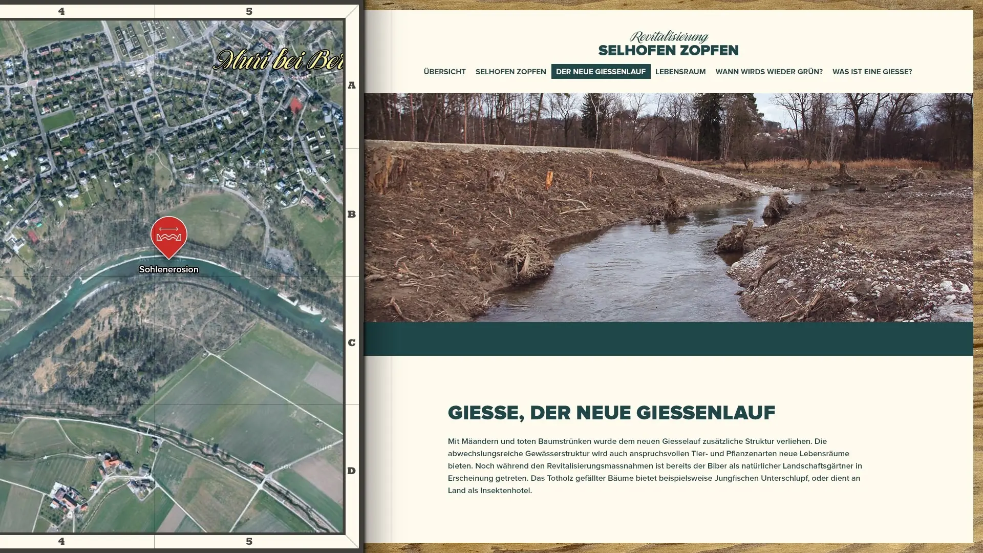 Selhofen Zopfen, «Revitalisierung Selhofen Zopfen» – Microsite, Interaktive Karte, Screendesign, für Freelance, 2015
