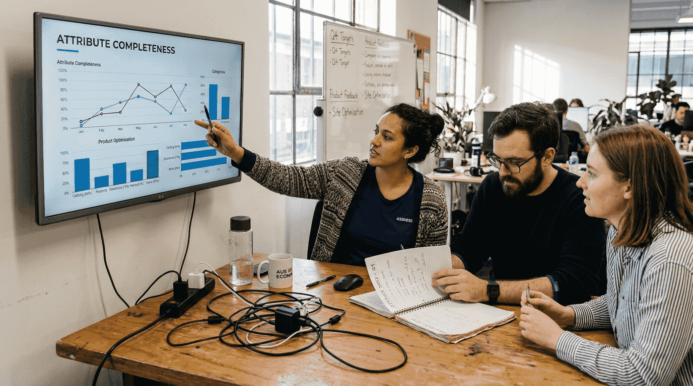 Team collaborating on ecommerce enrichment project