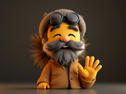 A happy cartoon lumberjack waving