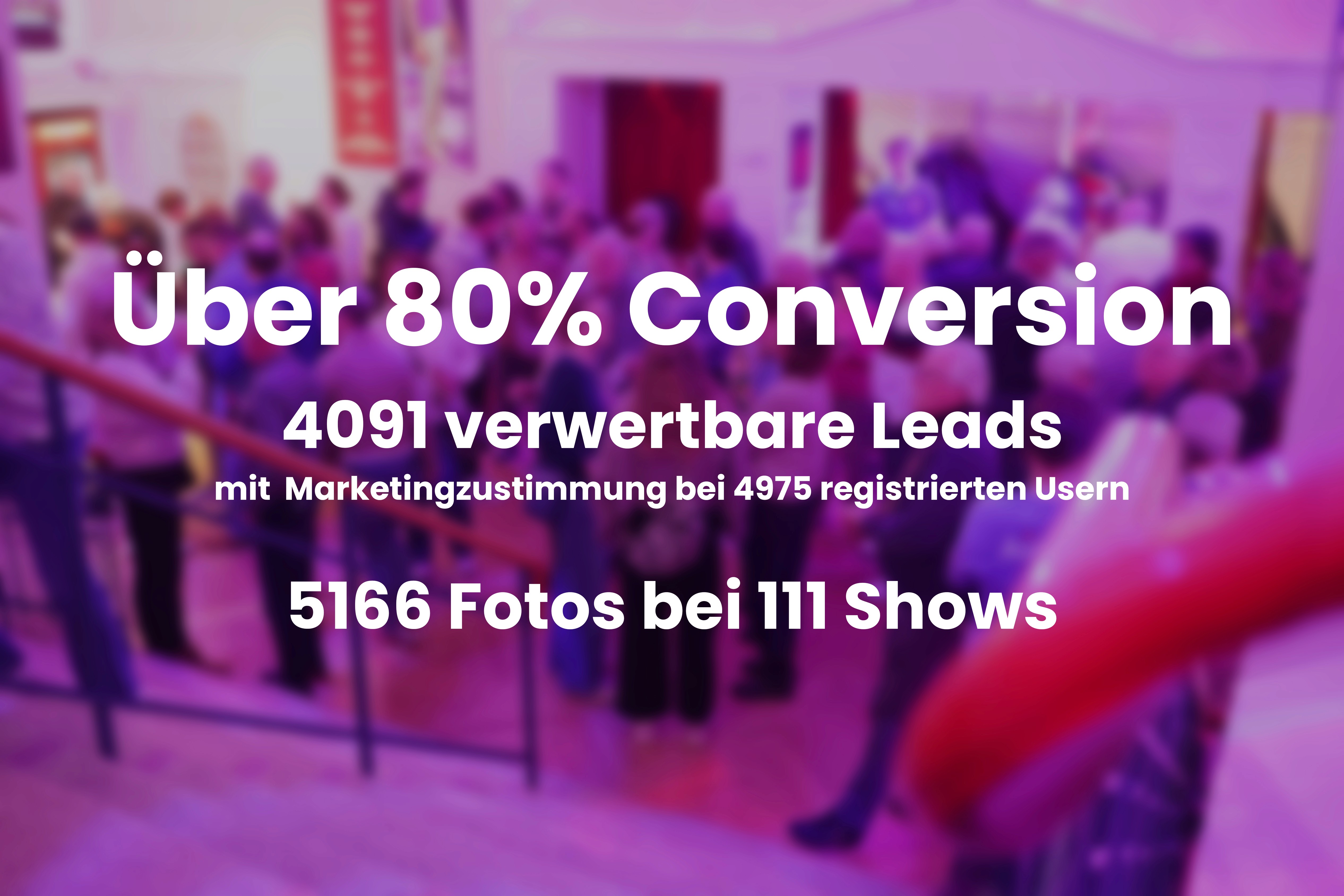 Visitors in the foyer of a musical during an event promotion using SnapCube GO for digital lead generation.