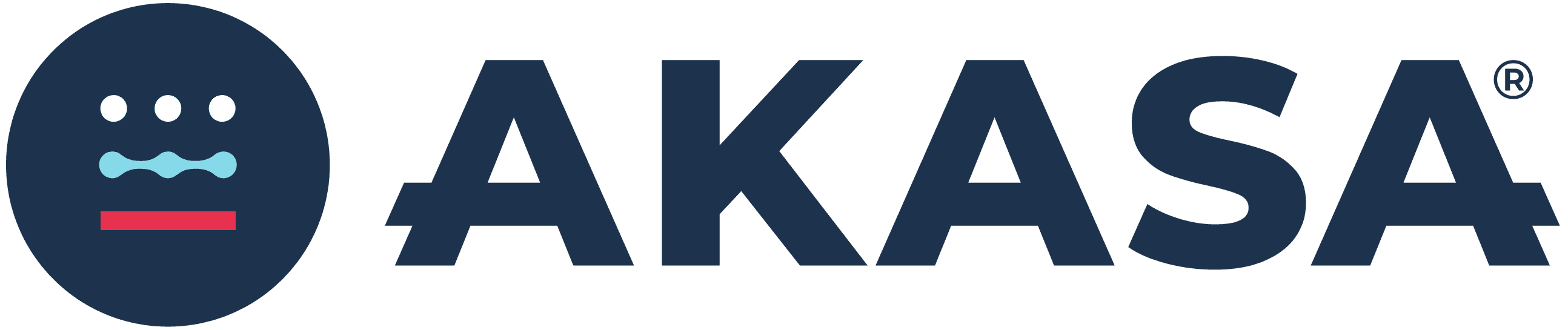 AKASA logo. Circle with dots and the word "akasa." The first line of dots represents disparate data. The middle line of connected dots represents mapping & learning processes. Finally, the solid bottom line represents the full technology