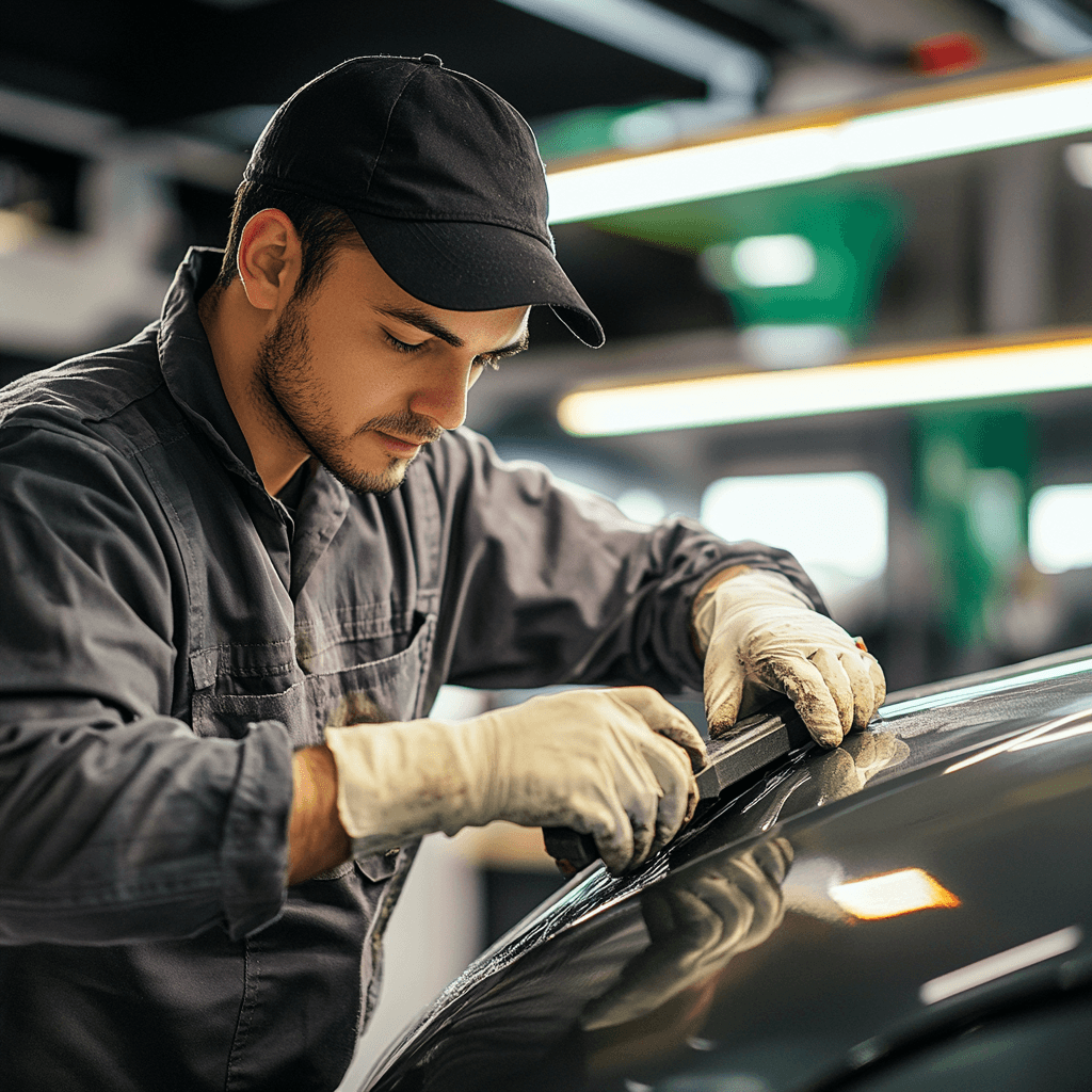 Technicien Five qui répare une carrosserie