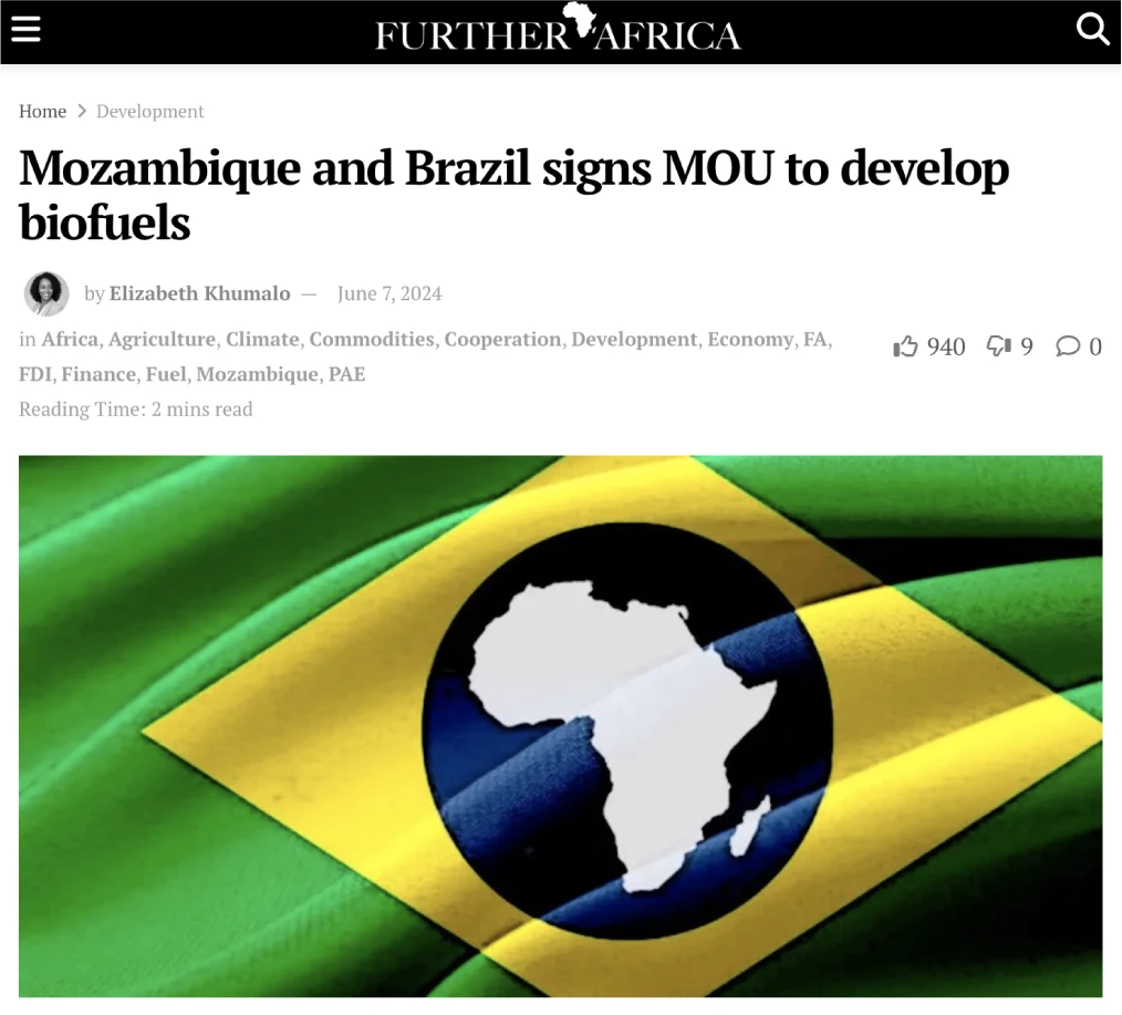 Mozambique and Brazil signs MOU
