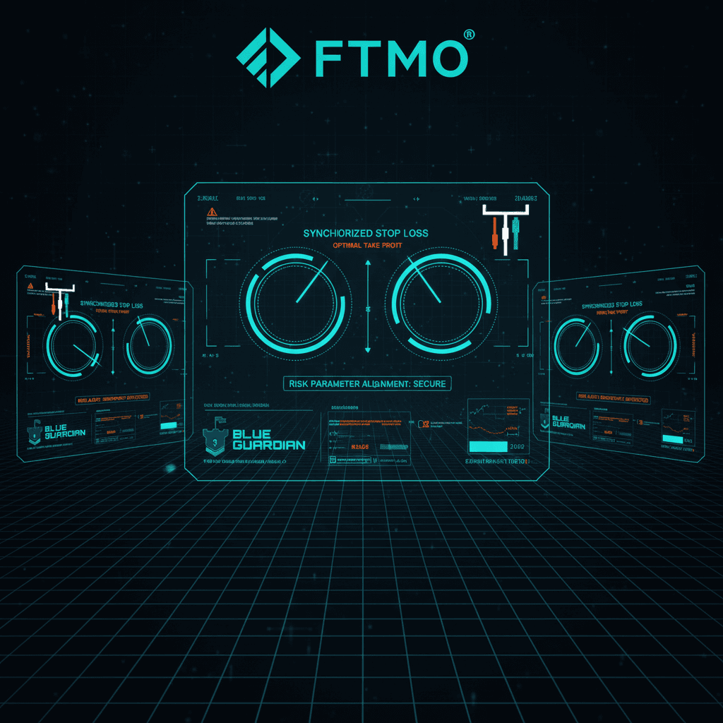 SL/TP mismatches visualized as misaligned controls on futuristic trading dashboards