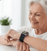 two hands touching each other in front of a blue background