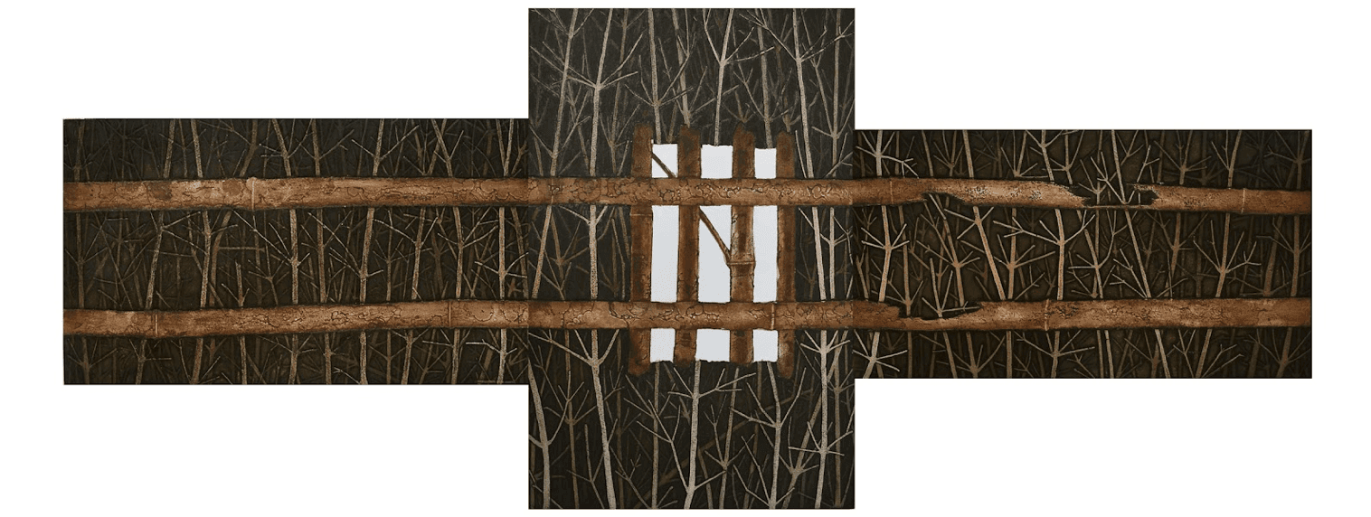 herd of sheep on road painting