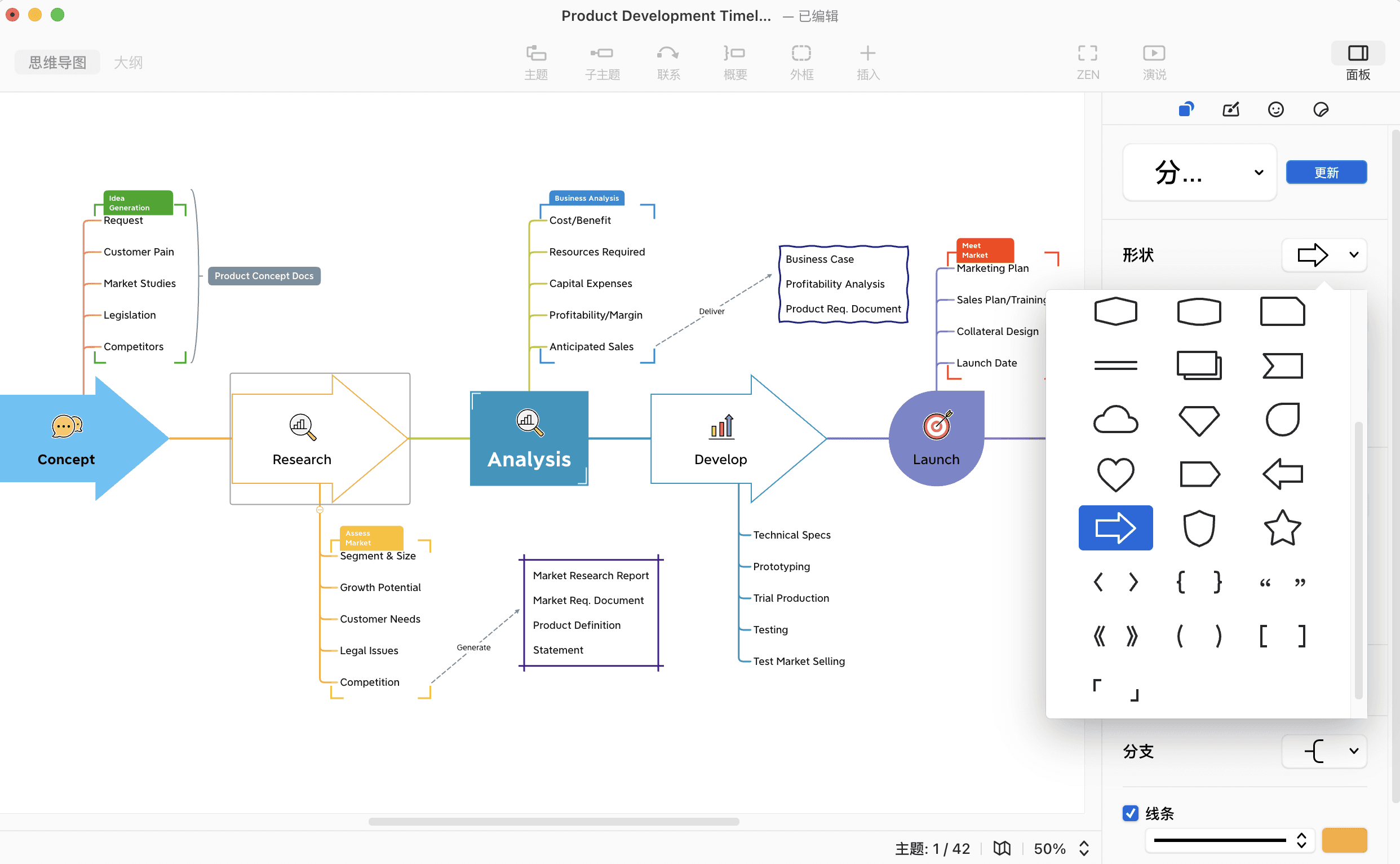 思维导图界面展示