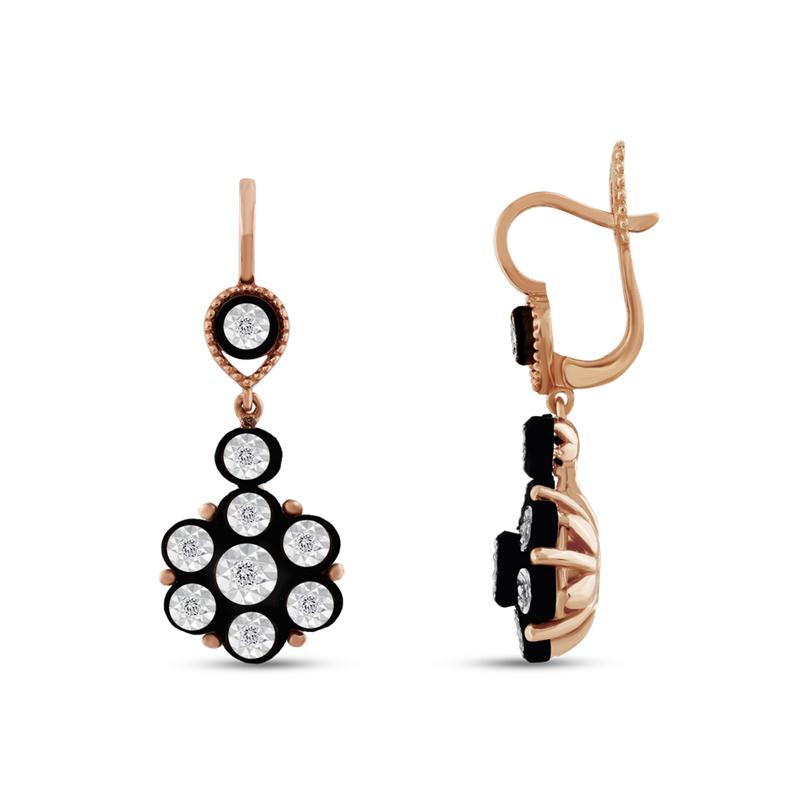 0.42 Karat Gül Elmas Küpe 8 Ayar Pembe Altın