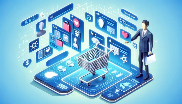 AI commerce and digital services illustration