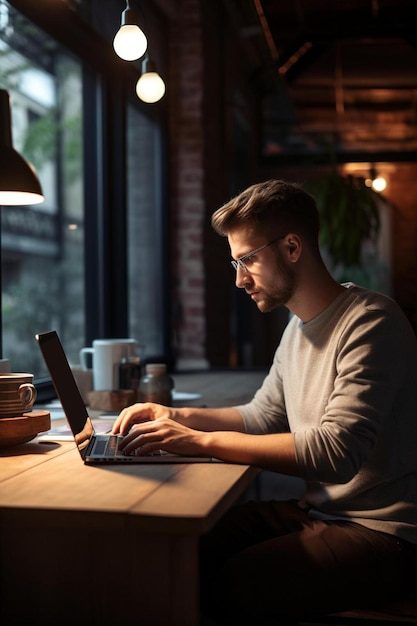 Zelfstandige aan het werk achter laptop