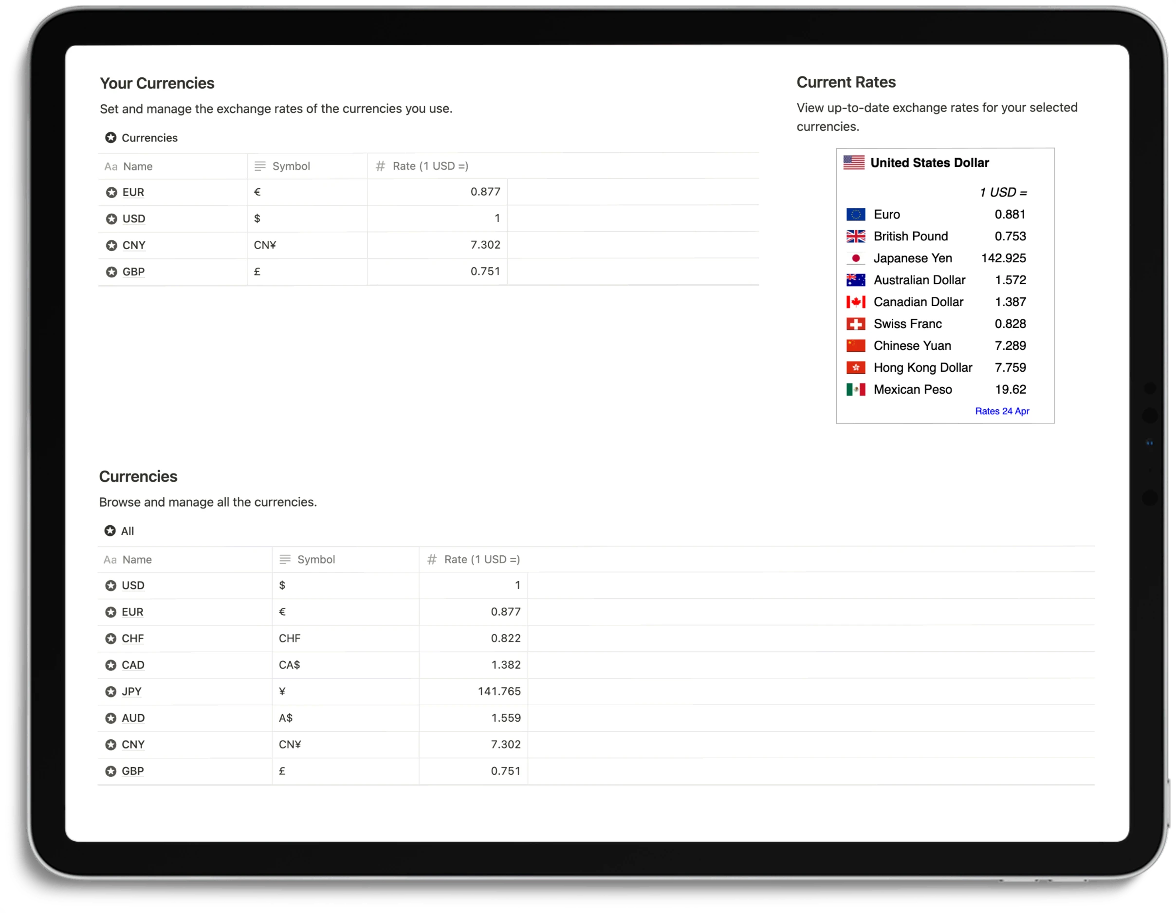Notion Finance Tracker - Feature Currency