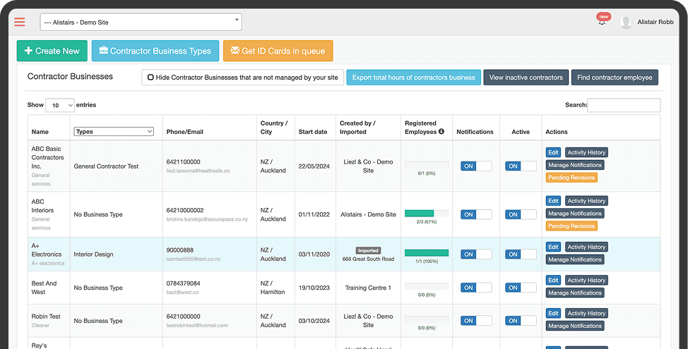 Contractor Management Dashboard