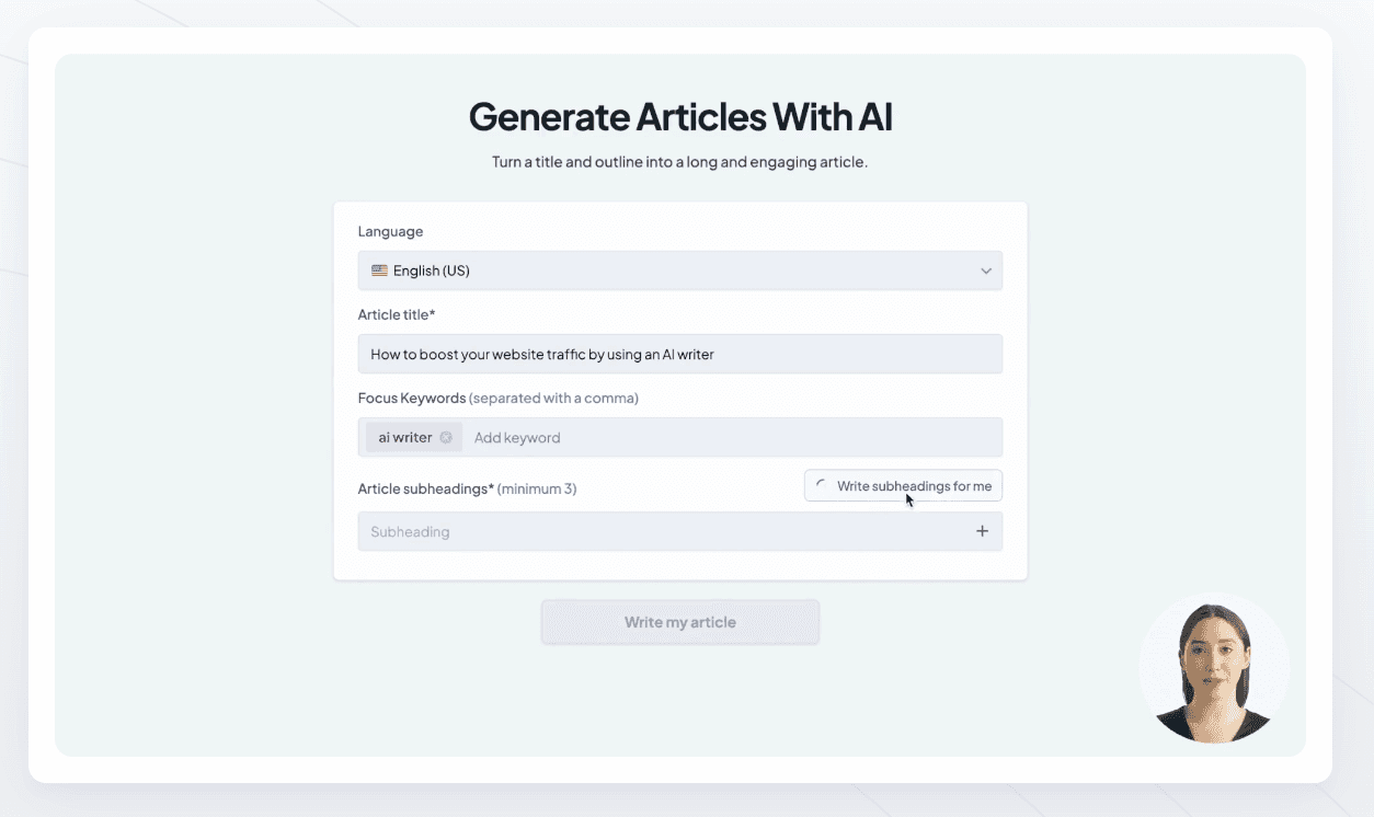Aritcle generation with AI