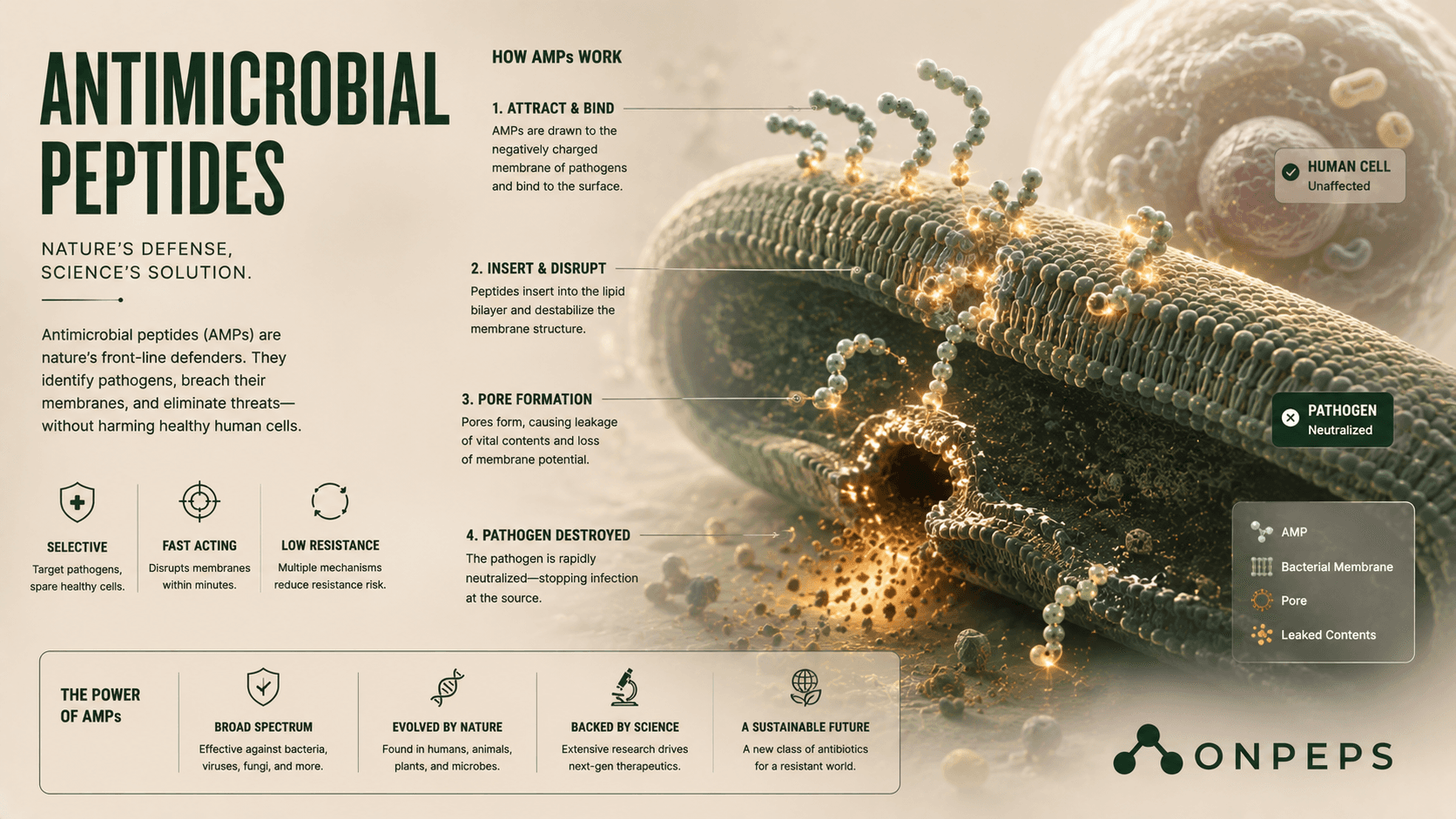 anti-microbial peptides, origin, how they work by onpeps